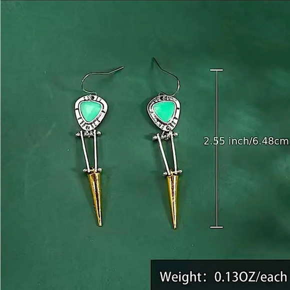 Vintage Stone Geometric Irregular Dangle Handmade Boho Earrings - Picture 6 of 6